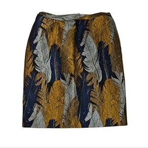 NEW Multicolor Brocade Pencil Skirt EY Boutique Abstract Feather Print 24W